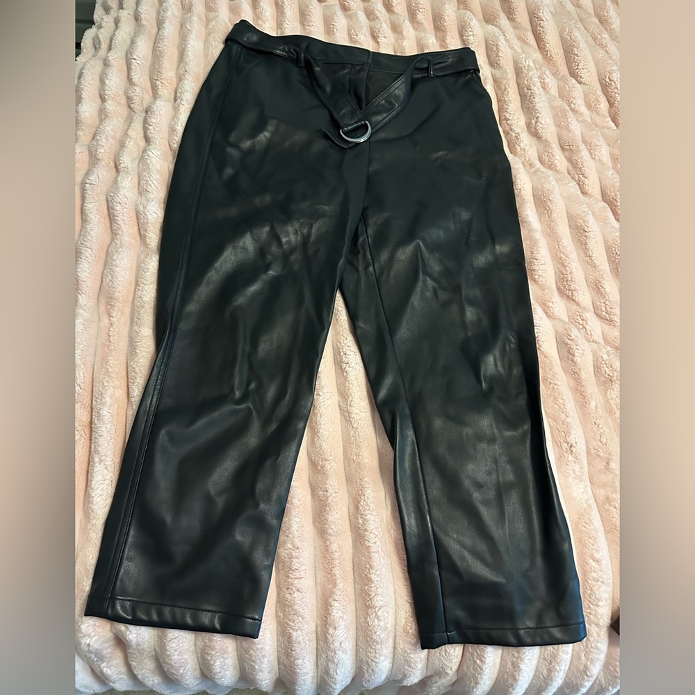 LOFT size 14 Black Leather-Style Pants